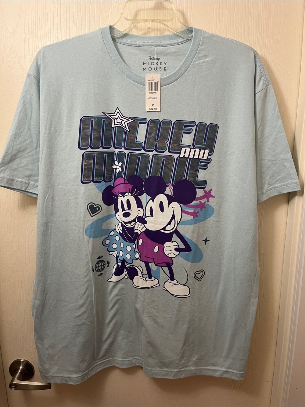 Disney Mickey and Minnie Graphic Tee - Light Blue and Purple